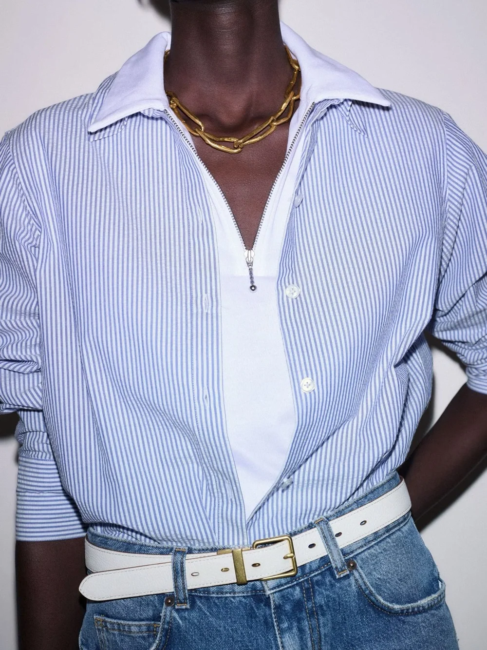 ME+EM White Cap Sleeve Polo Tee